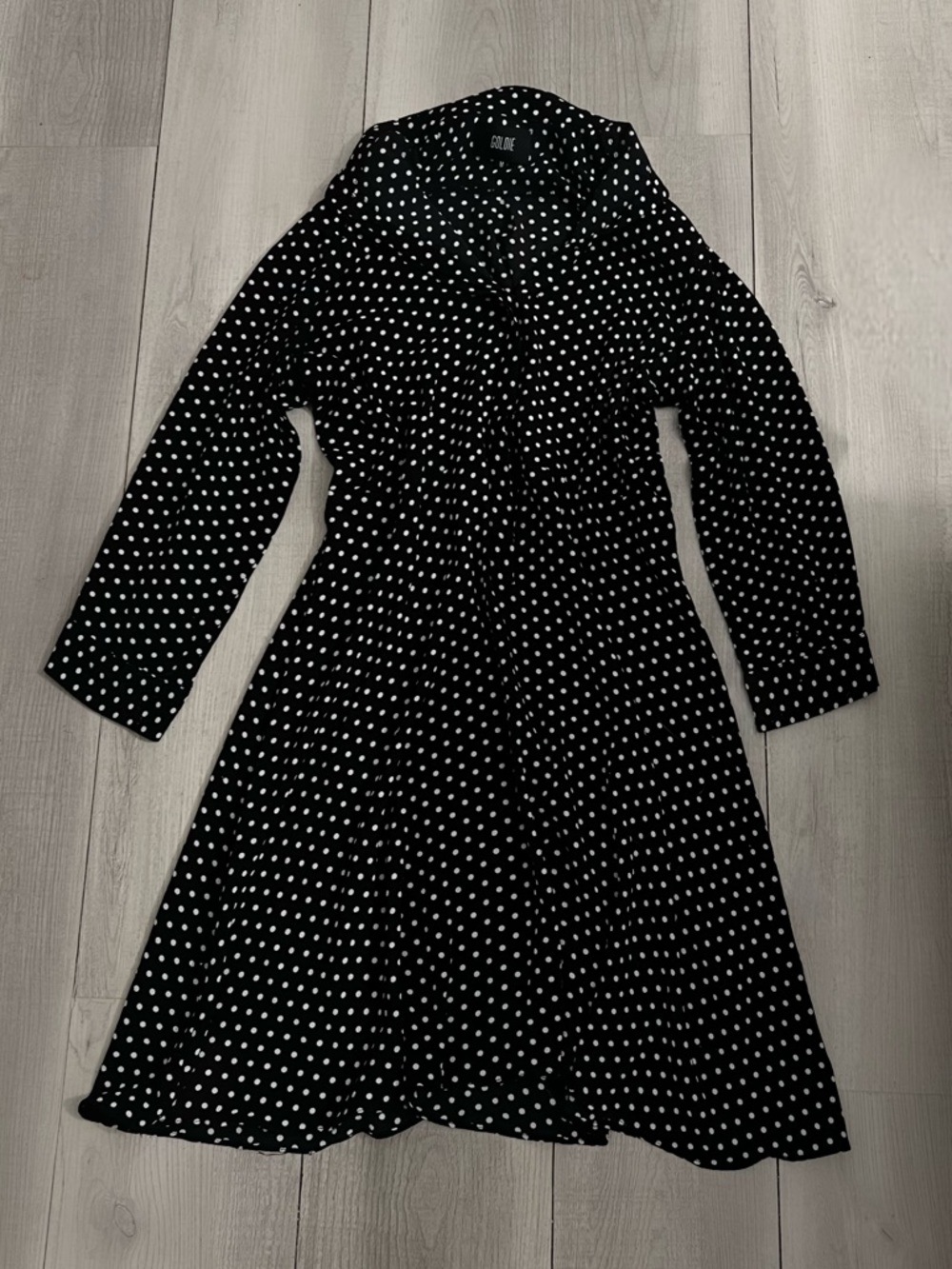 Black Polka Dot Long Sleeve Dress